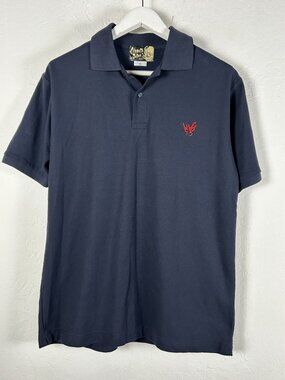 RARE Nebuta Japan Aomori Mens Navy Blue Embroidered Red Logo Pique Shirt XL